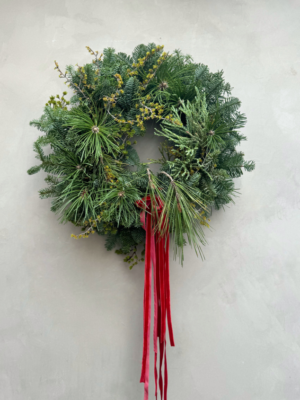 Red Bow Wreath