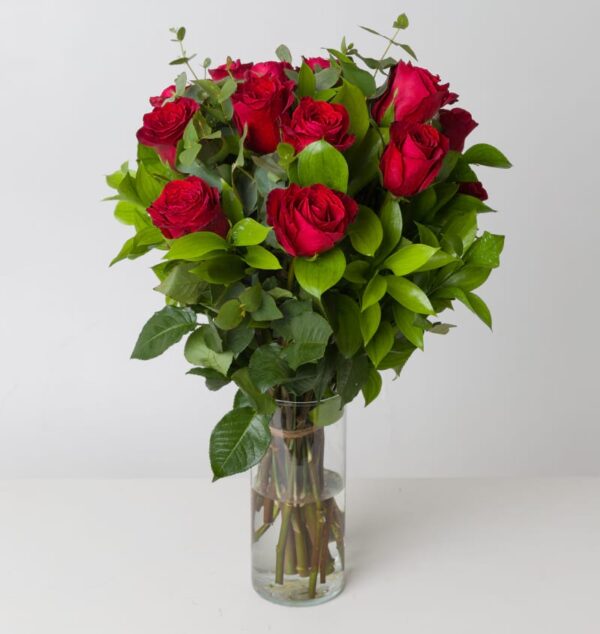 Fall in love: Red Roses with Greenery