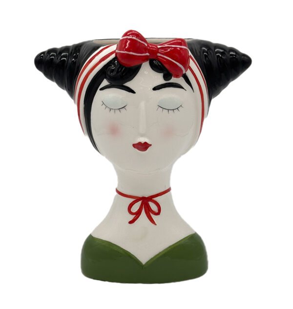 Girl with pigtails - Ceramic Face Pot